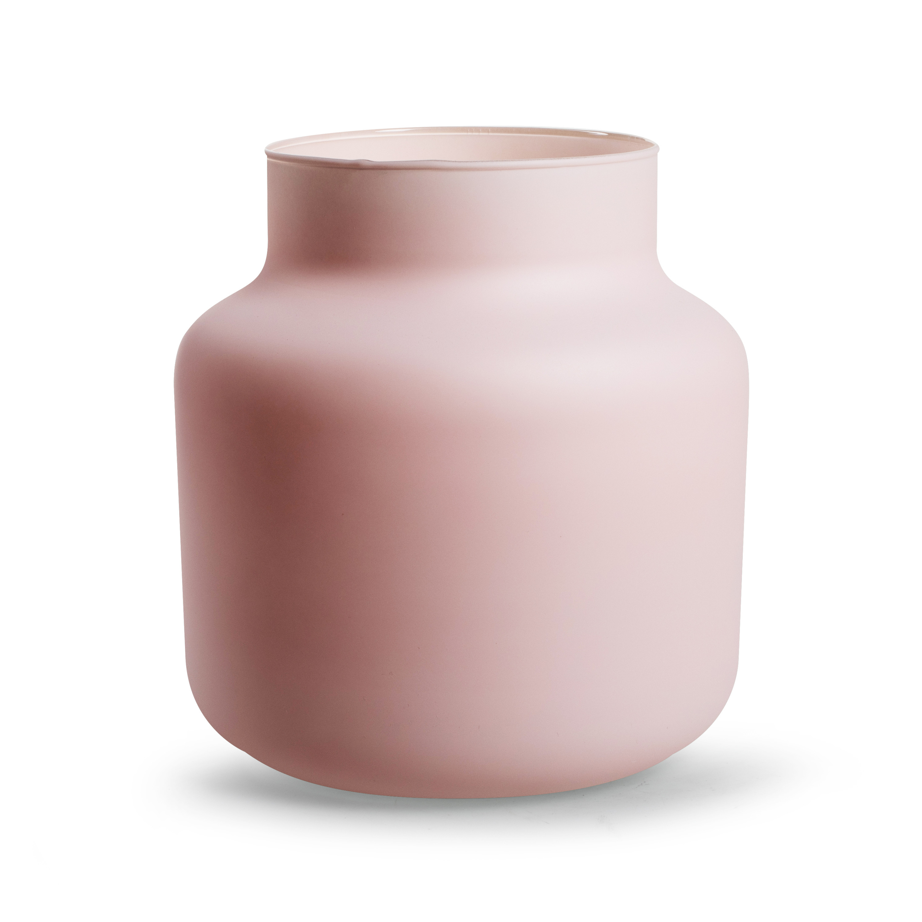 Jodeco Bloemenvaas Gigi - mat roze - eco glas - D19 x H20 cm - melkbus vaas -