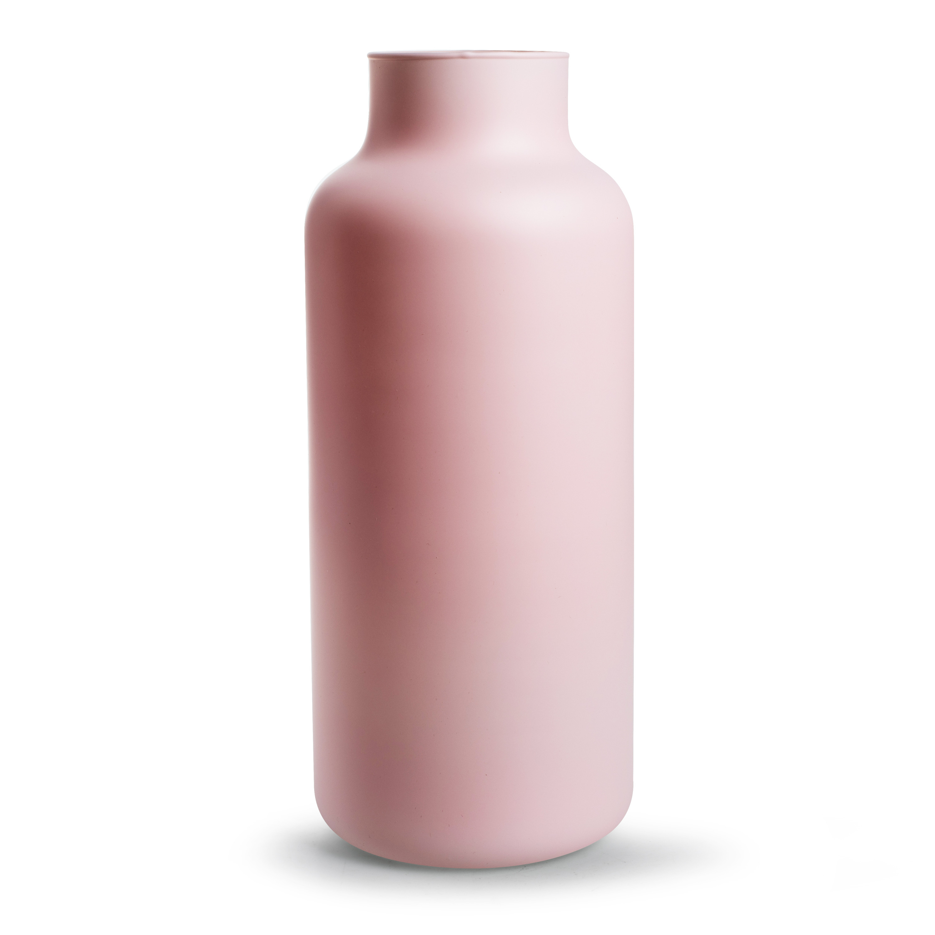 Jodeco Bloemenvaas Gigi - mat roze - eco glas - D14,5 x H35 cm - melkbus vaas -