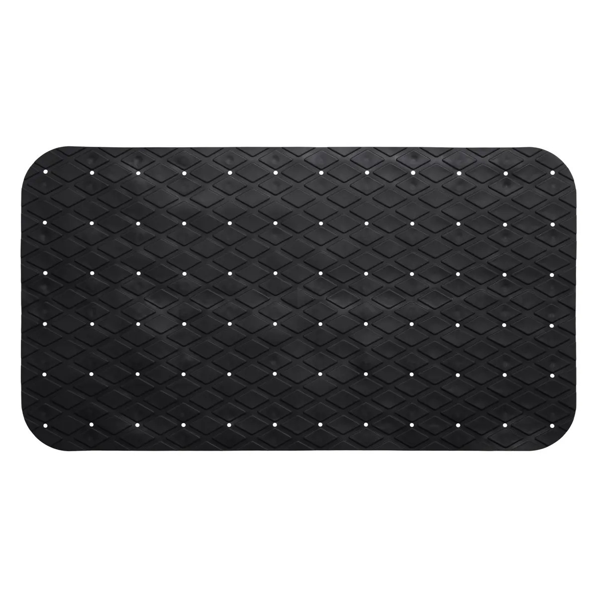 5five Badkamer/douche/bad - anti slip mat - rubber - voor op de vloer - zwart - 70 x 35 cm -