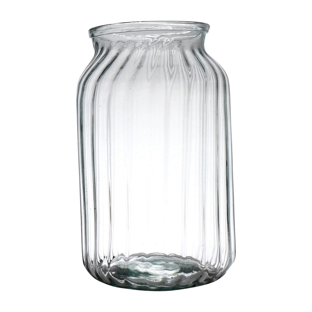 Hakbijl Glass Bloemenvaas Organic - transparant - eco glas - D18 x H30 cm - Melkbus vaas -