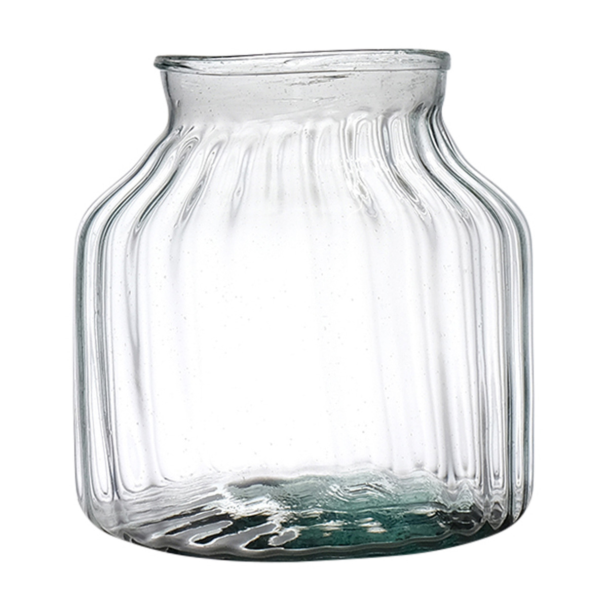 Hakbijl Glass Bloemenvaas Organic - transparant - eco glas - D21 x H20 cm - Melkbus vaas -