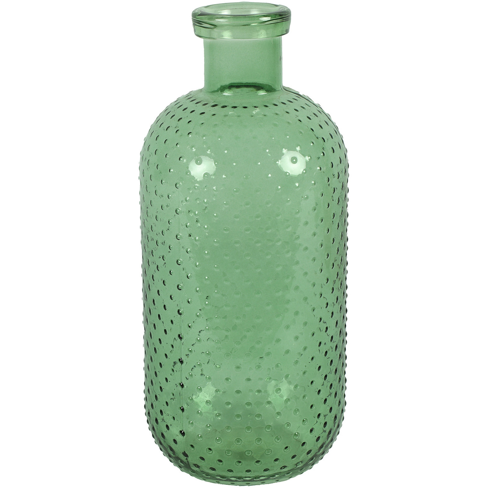 Countryfield Bloemenvaas Cactus Dots - groen transparant - glas - D15 x H35 cm -