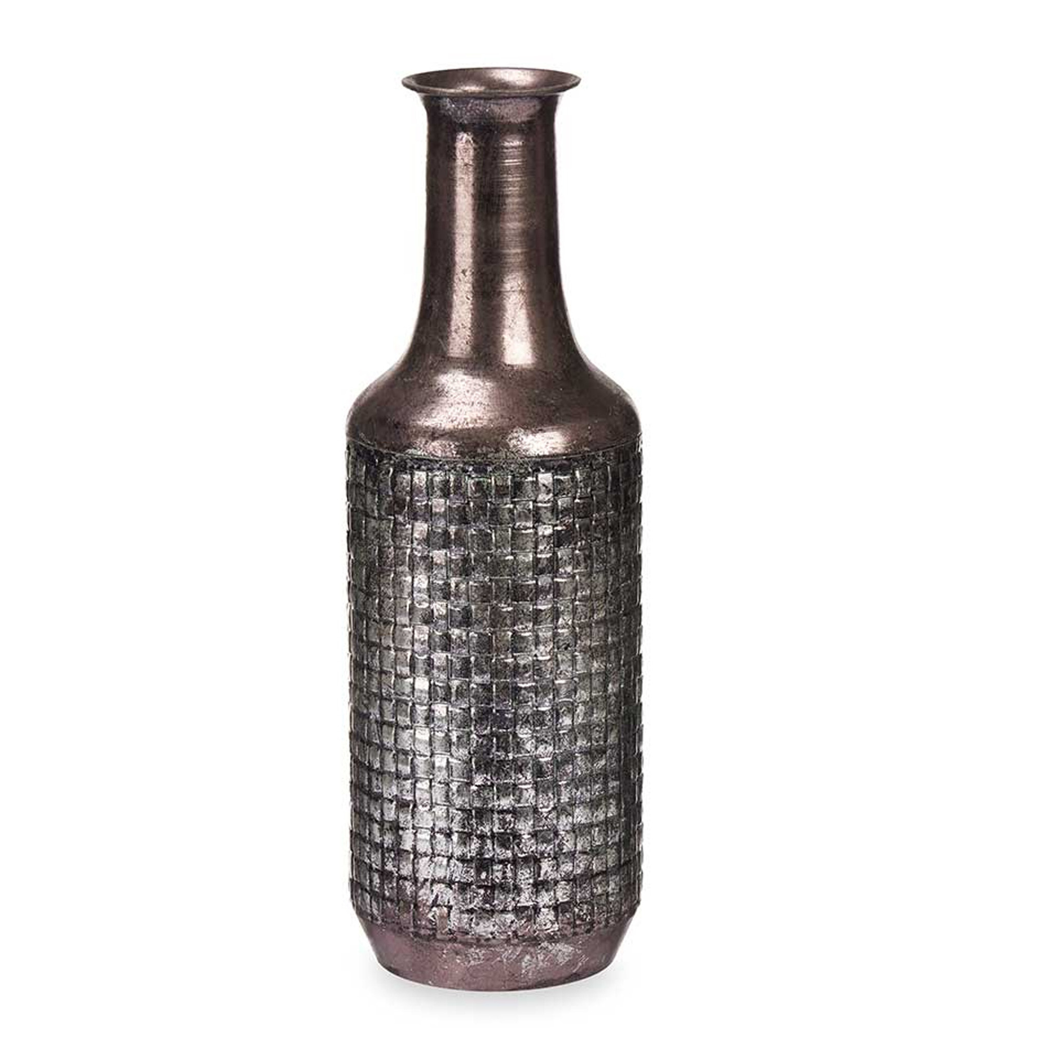 Giftdecor Bloemenvaas Antique Roman - zilver/brons - metaal - D14 x H46 cm -