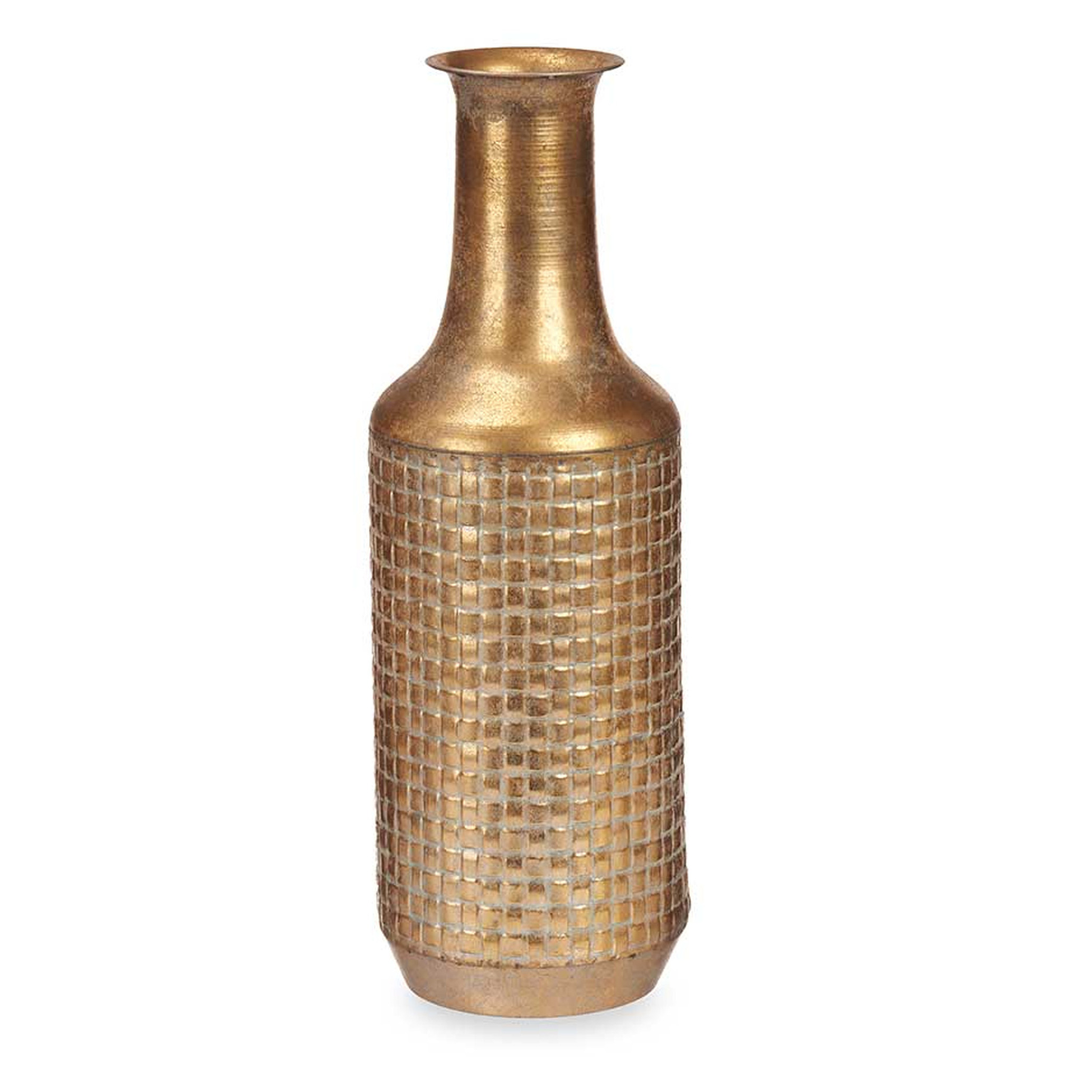 Giftdecor Bloemenvaas Antique Roman - goud - metaal - D14 x H46 cm -