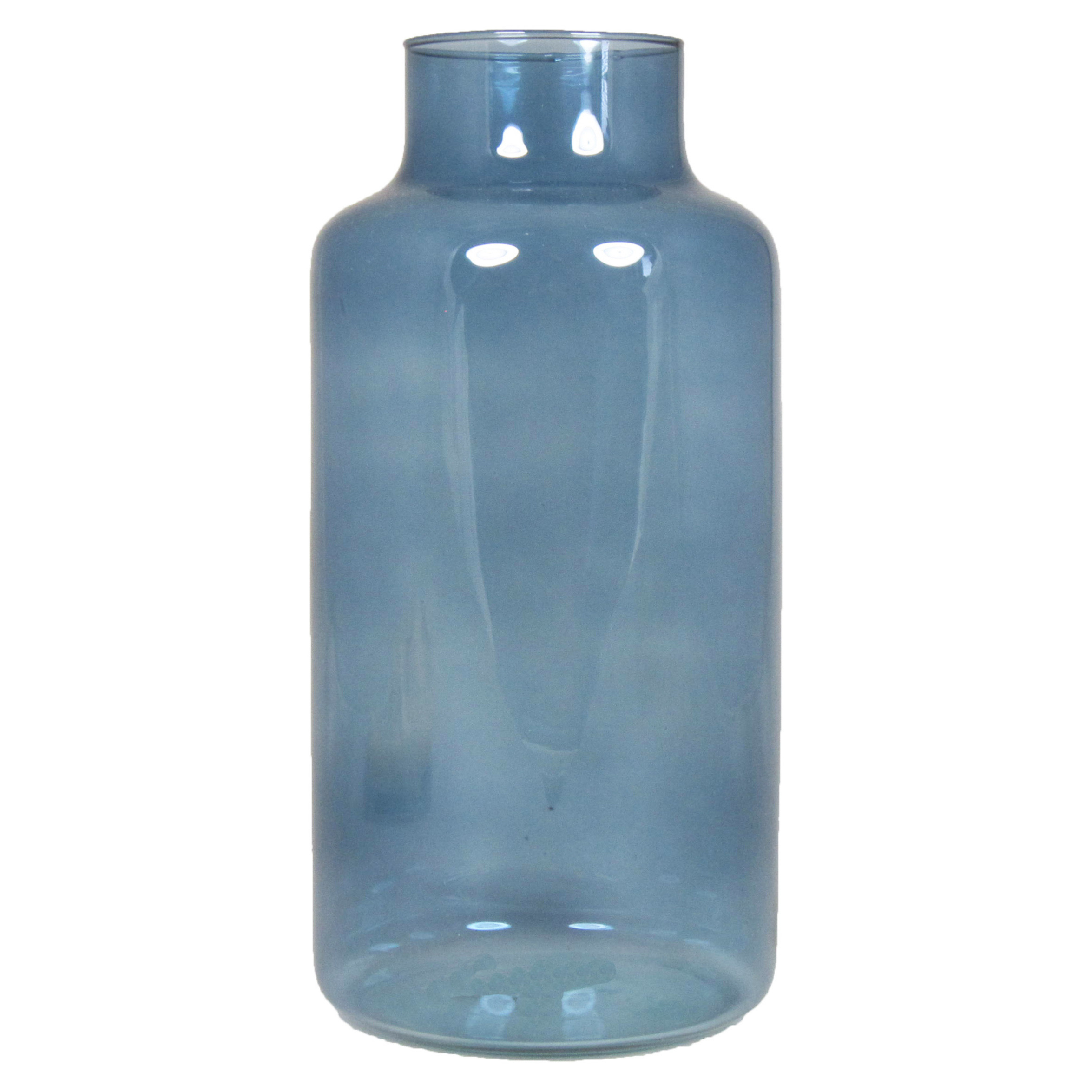 Floran Bloemenvaas - blauw/transparant glas - H30 x D15 cm -