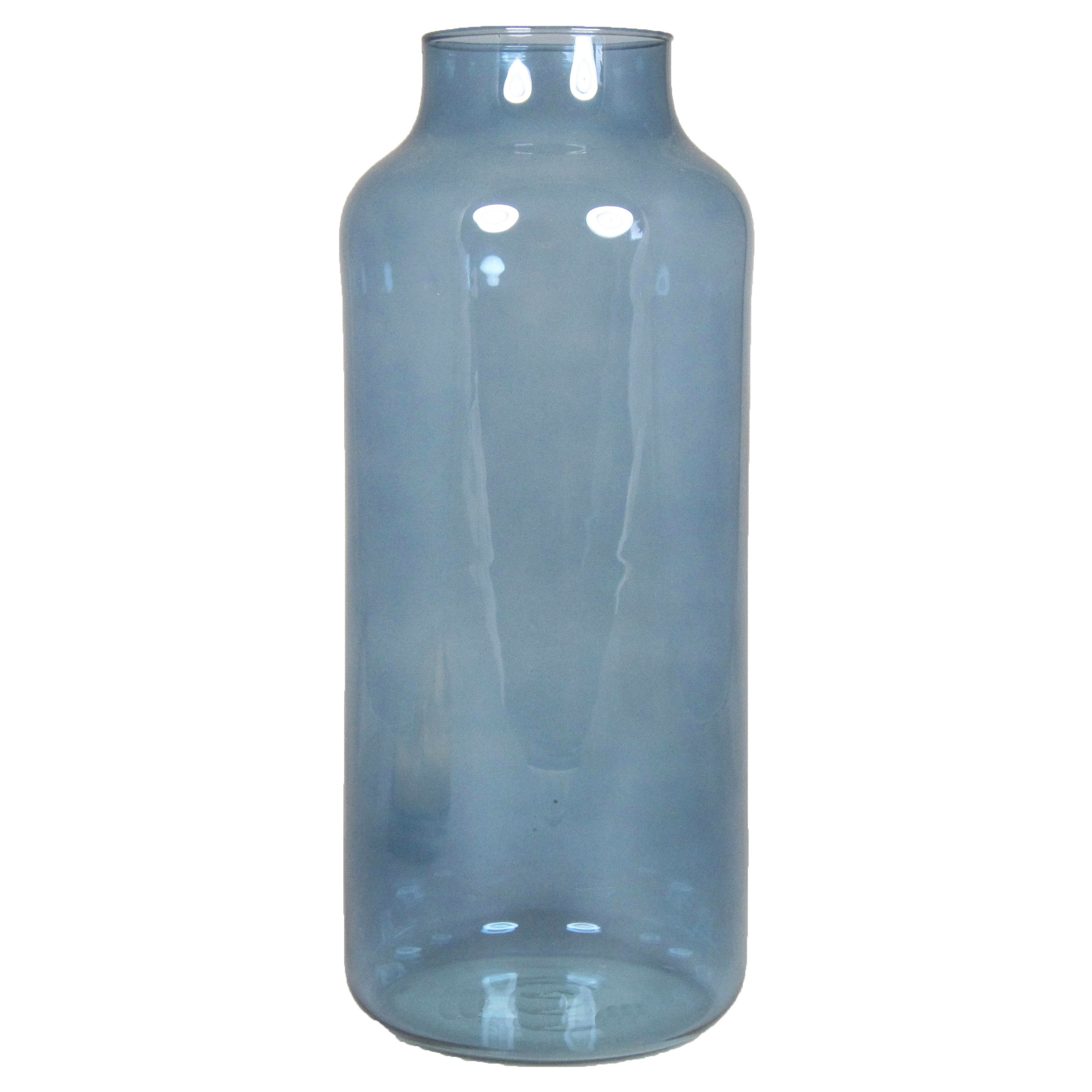 Floran Bloemenvaas - blauw/transparant glas - H35 x D15 cm -