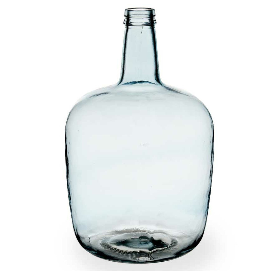 Giftdecor Bloemenvaas - flessen model - glas - blauw transparant - 22 x cm -
