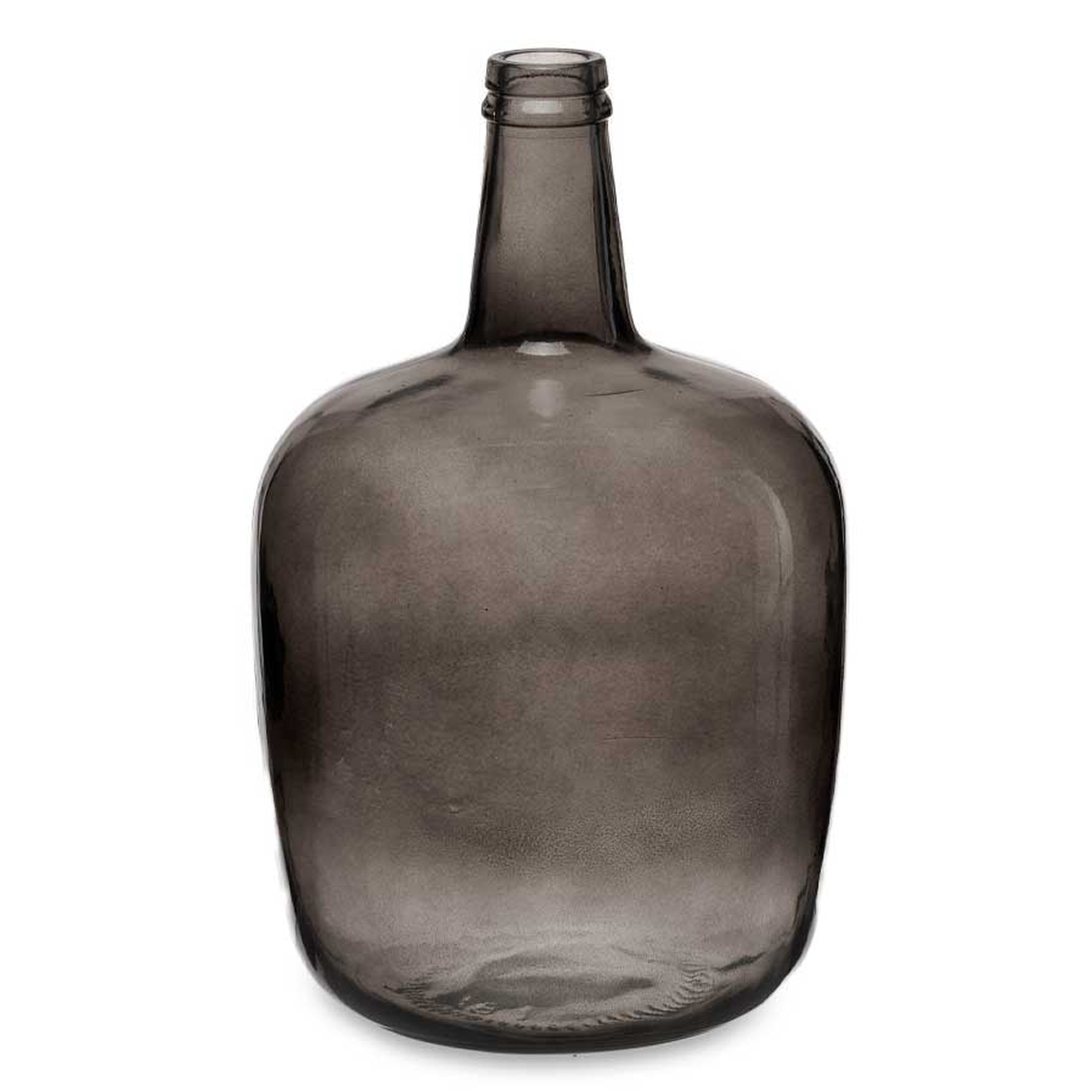 Giftdecor Bloemenvaas - flessen model - glas - grijs transparant - 22 x cm -