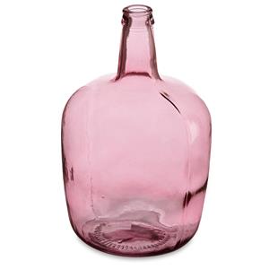 Giftdecor Bloemenvaas - flessen model - glas - roze transparant - 22 x cm -