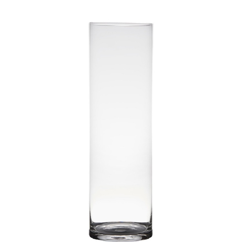 Hakbijl Glass Transparante home-basics cilinder vorm vaas/vazen van glas 50 x 15 cm -
