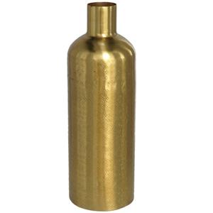 Gerimport Bloemenvaas flesvorm van metaal 30 x 10.5 cm kleur metallic goud -