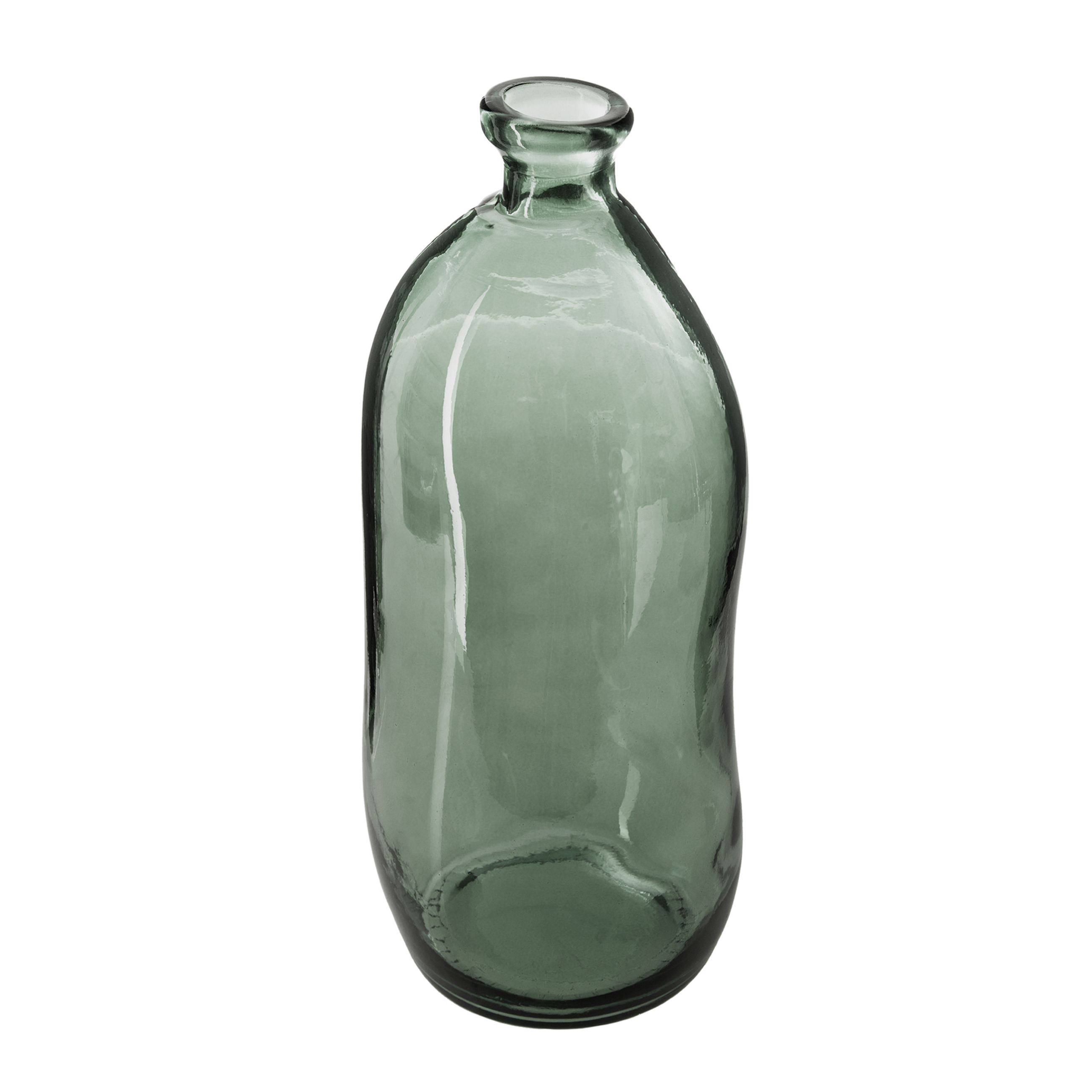 Atmosphera bloemenvaas Organische fles vorm - groen transparant - glas - H51 x D23 cm -