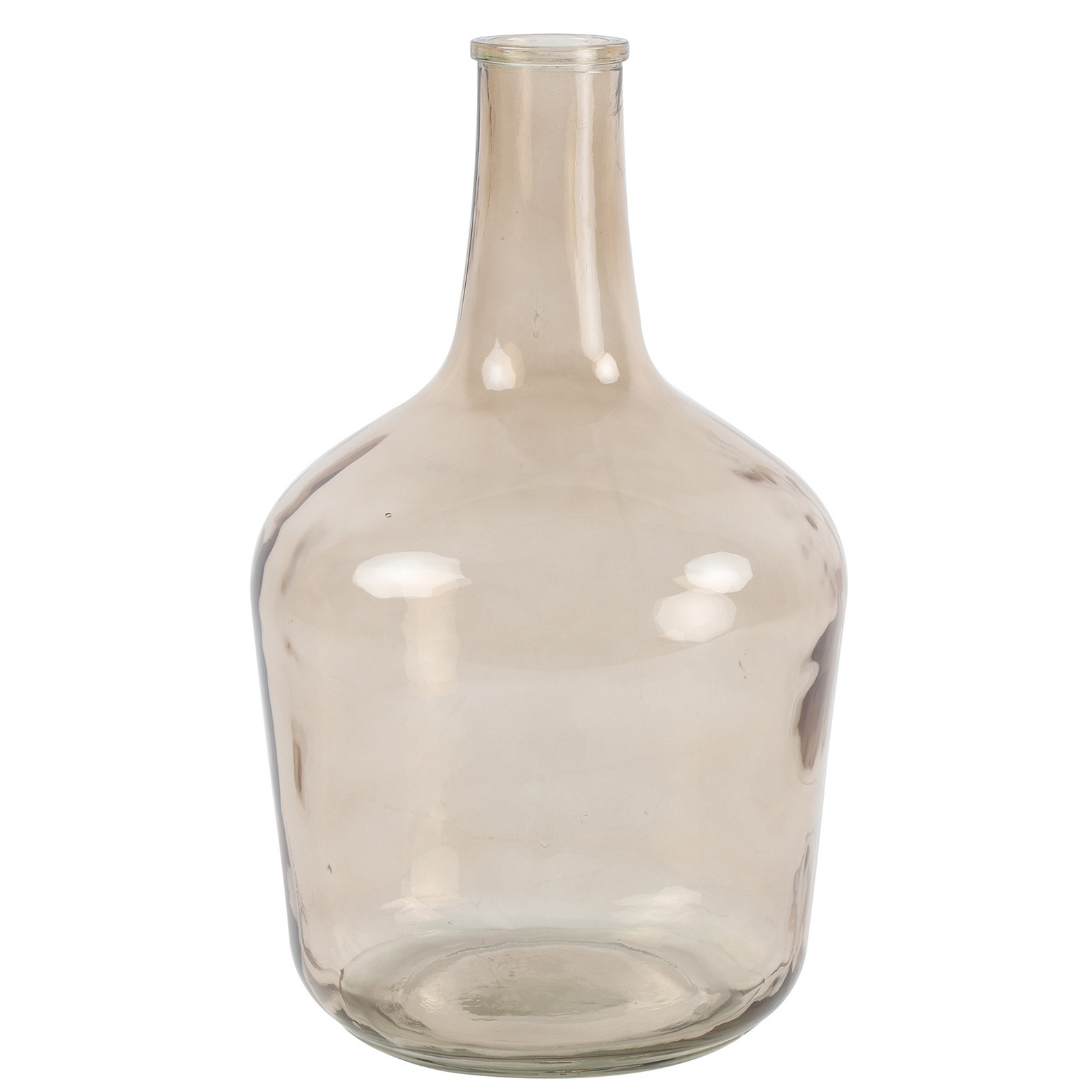 Countryfield vaas - transparant zand/beige - glas - fles - D25 x H42 cm -