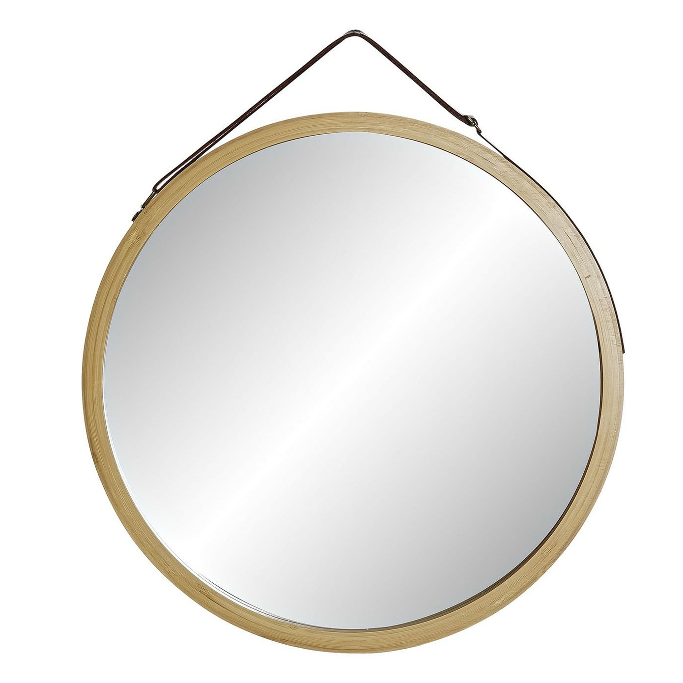 Items Spiegel/wandspiegel - bamboe buitenkant - rond - D38 cm -