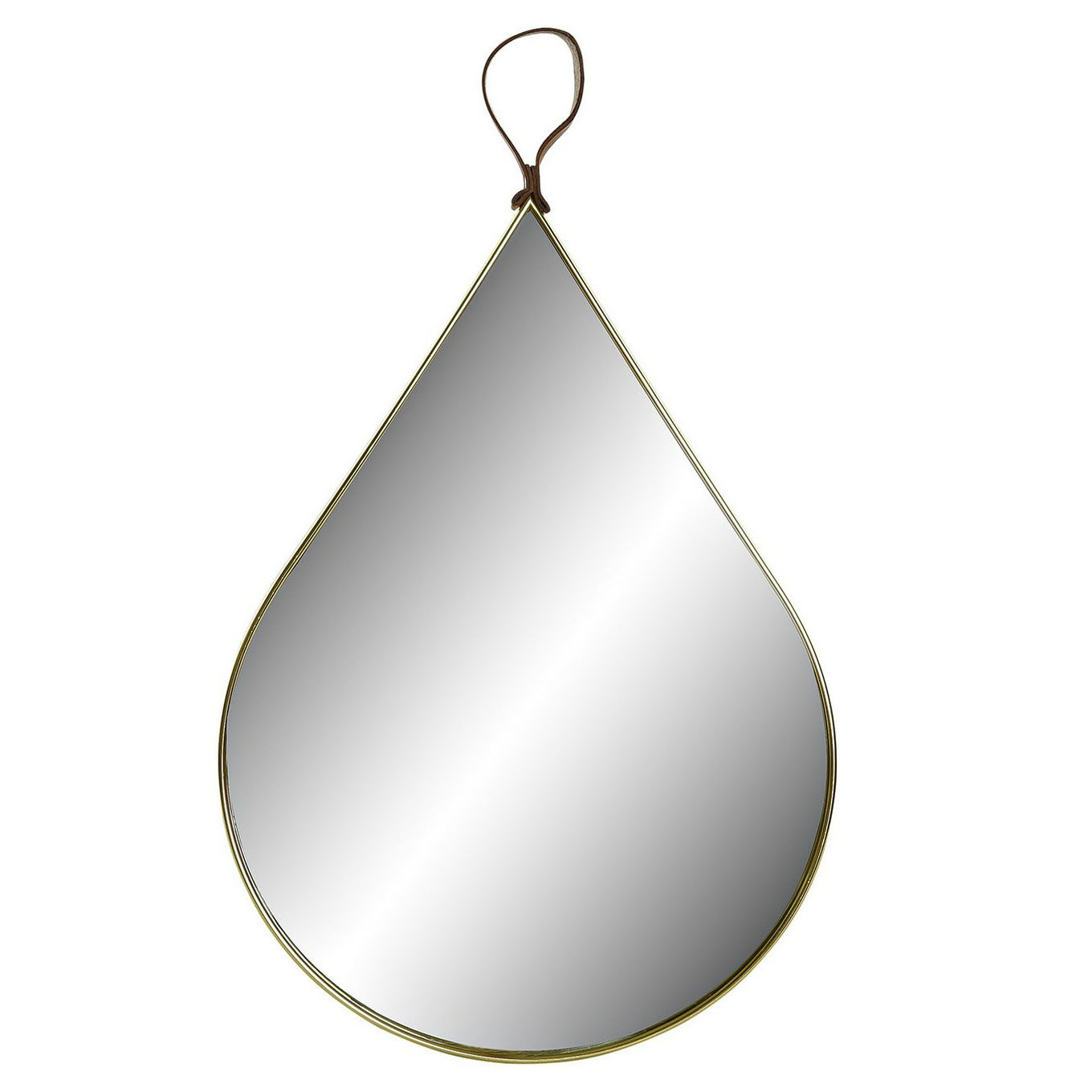 Items Spiegel/wandspiegel - druppel - goud kleur rand - metaal - D27 x H46 cm -