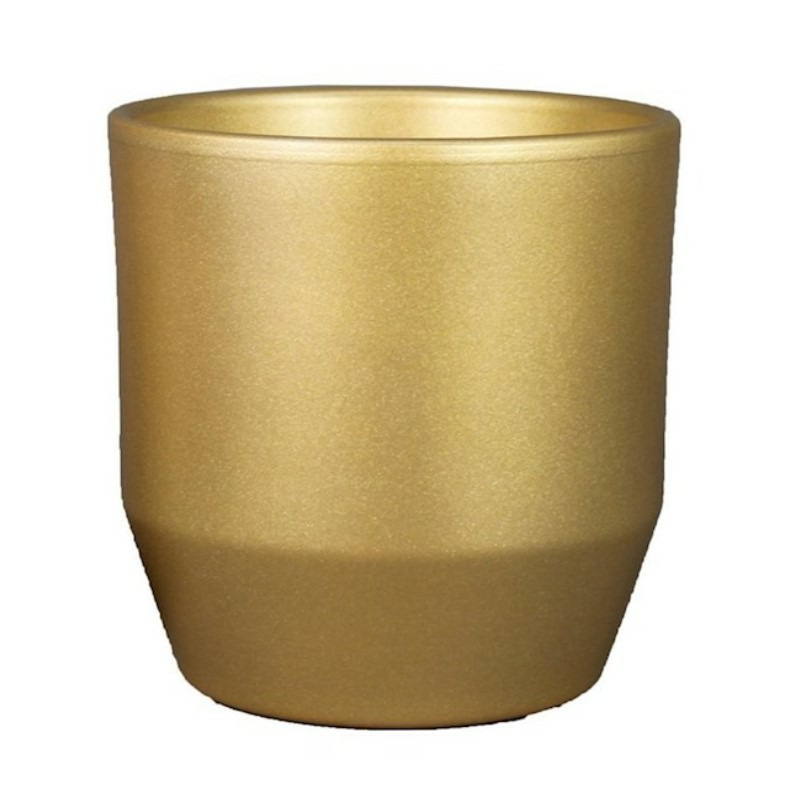 Bela Arte Plantenpot/bloempot keramiek glans goud - D12/H11 cm -