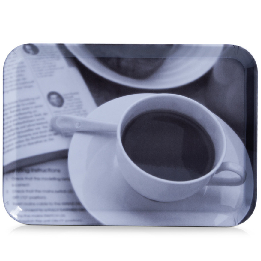 Zeller 1x Dienbladen kunststof met koffieprint 30 x 22 cm -