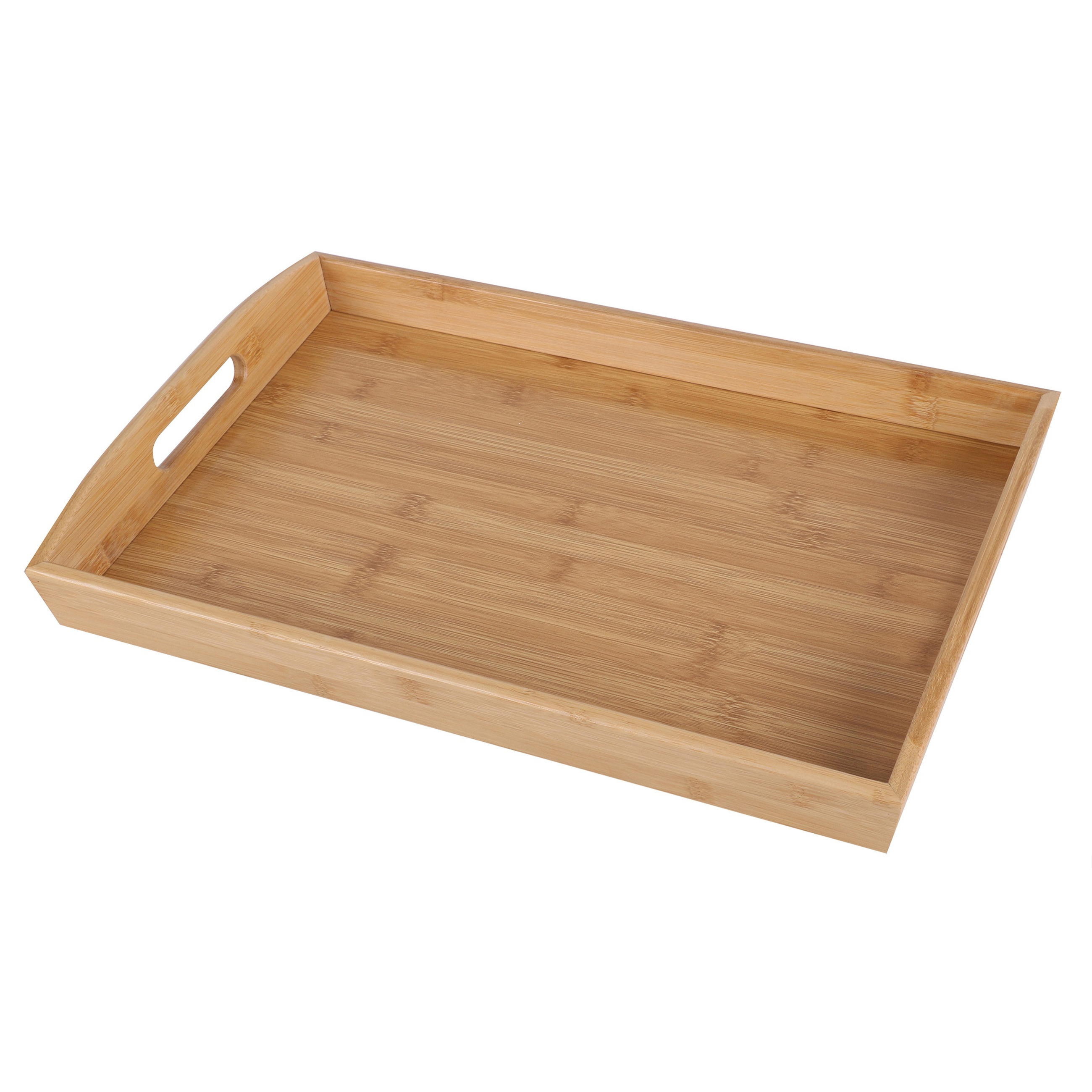 Bambou & Co Dienblad/serveerblad Breakfast - rechthoek - bamboe hout - x 29 x 4 cm - met handvaten -