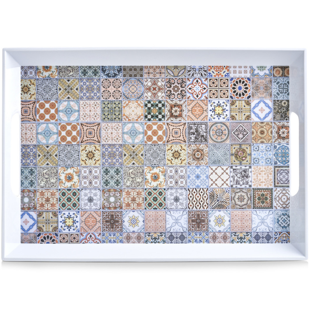 Zeller 1x Dienbladen melamine met mozaiekprint 50 x 35 cm -