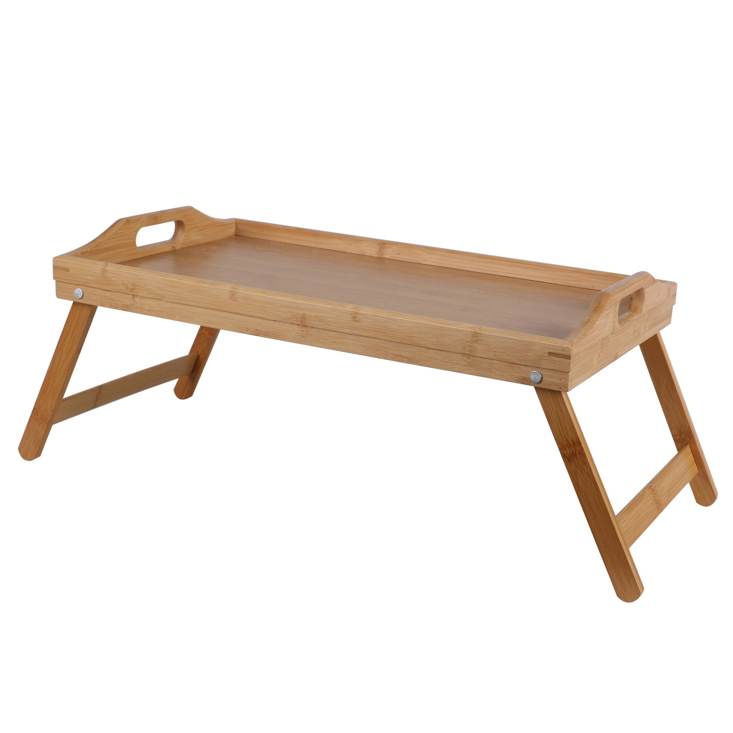 Bambou & Co Ontbijt op bed/laptop tafeltje/dienblad op pootjes - 53 x 33 x 21 cm - bamboe hout - serveer tray -