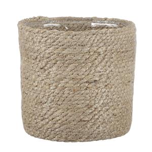 Mica Decorations Naturel rotan planten pot mand van gedraaid jute/riet H16 en D16 cm -