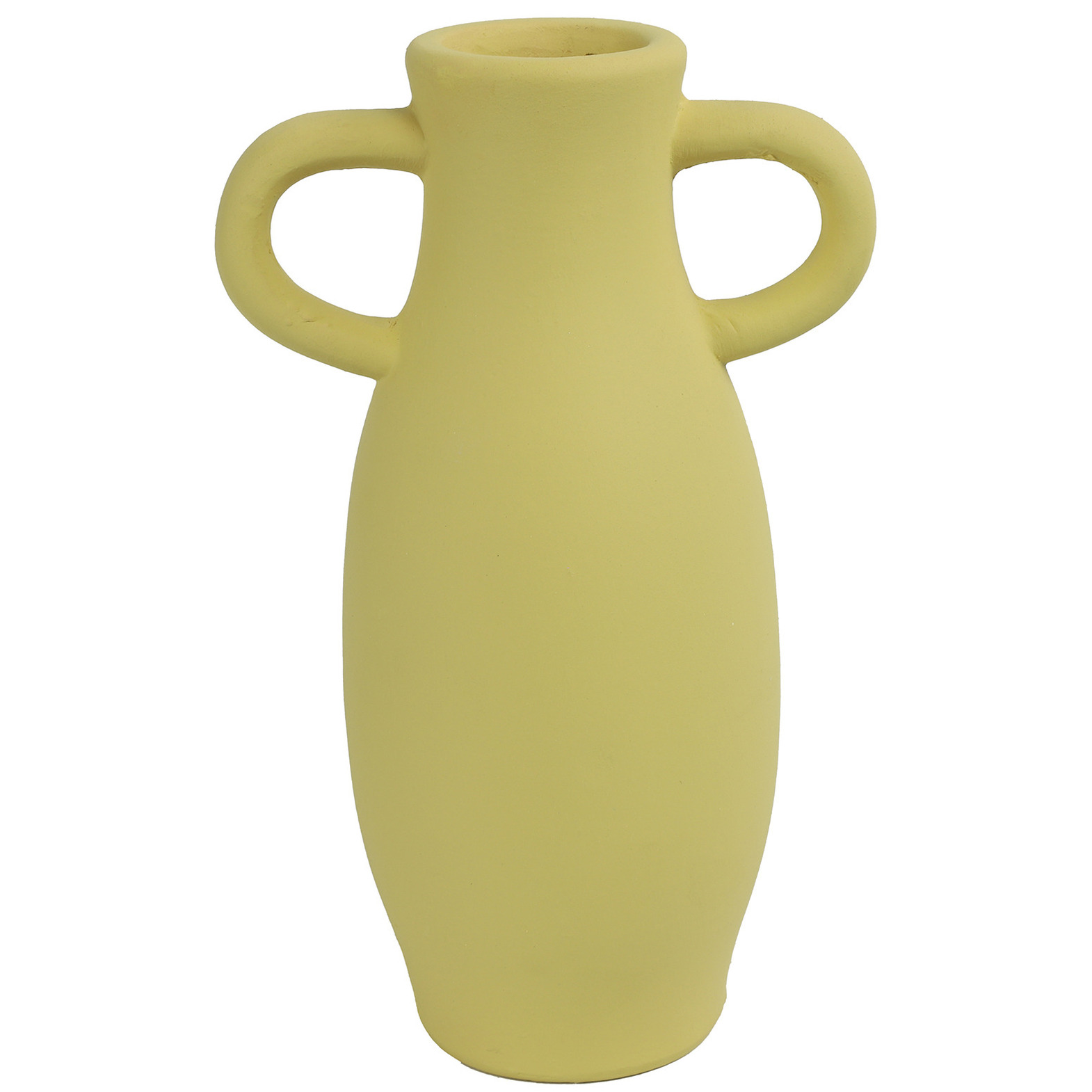 Countryfield Amphora vaas - geel terracotta - D12 x H20 cm - smalle opening -
