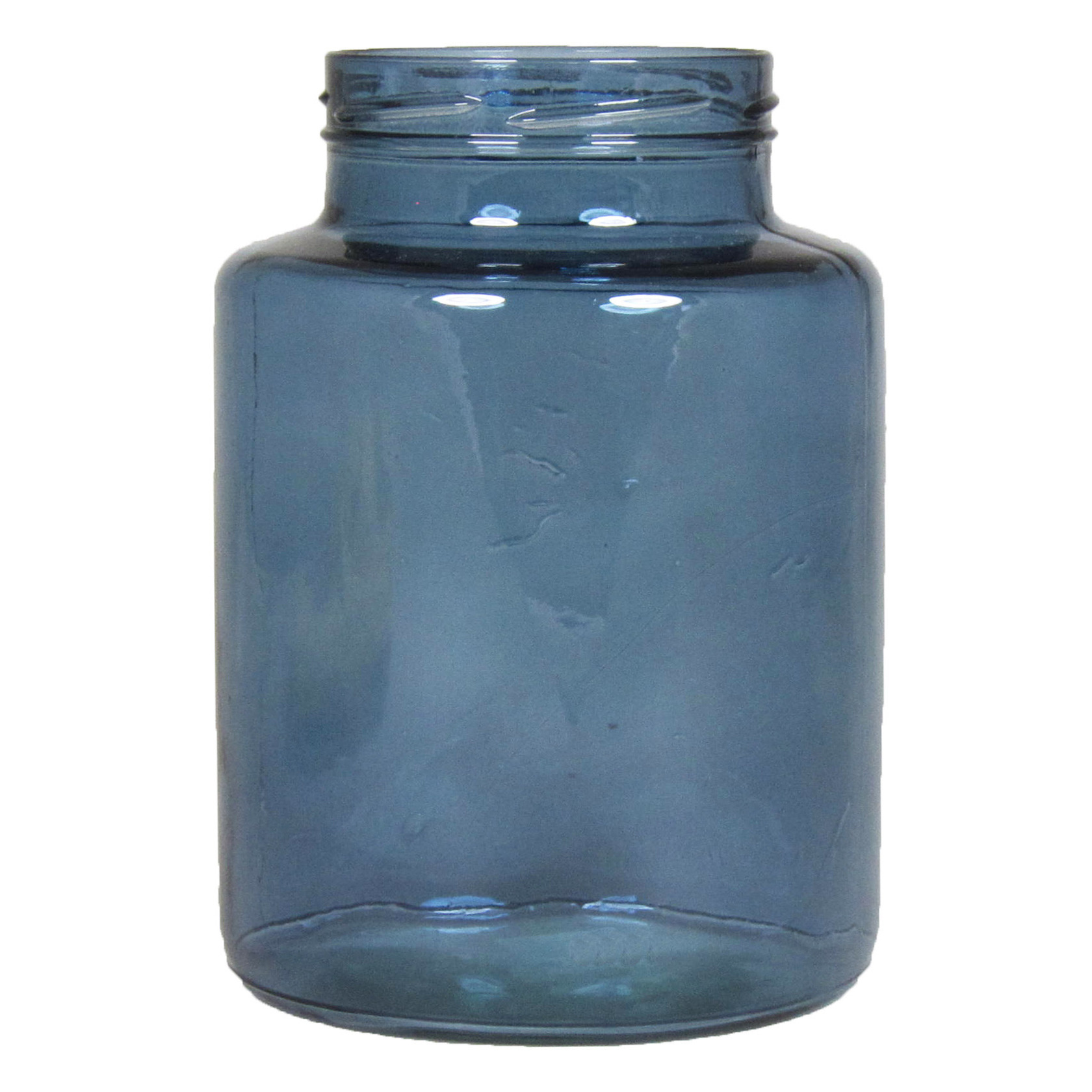 Floran Bloemenvaas - blauw/transparant glas - H20 x D14.5 cm -