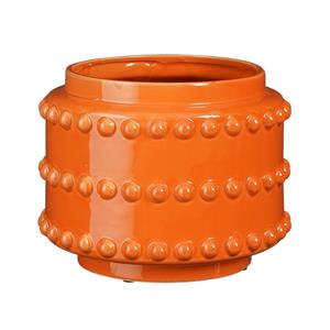 Mica Decorations Bloempot - boaz - gebobbeld - oranje - 16.5 x 21 cm -