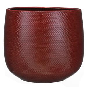 Mica Decorations Bloempot bordeaux rood ribbels keramiek voor kamerplant H25 x D29 cm -