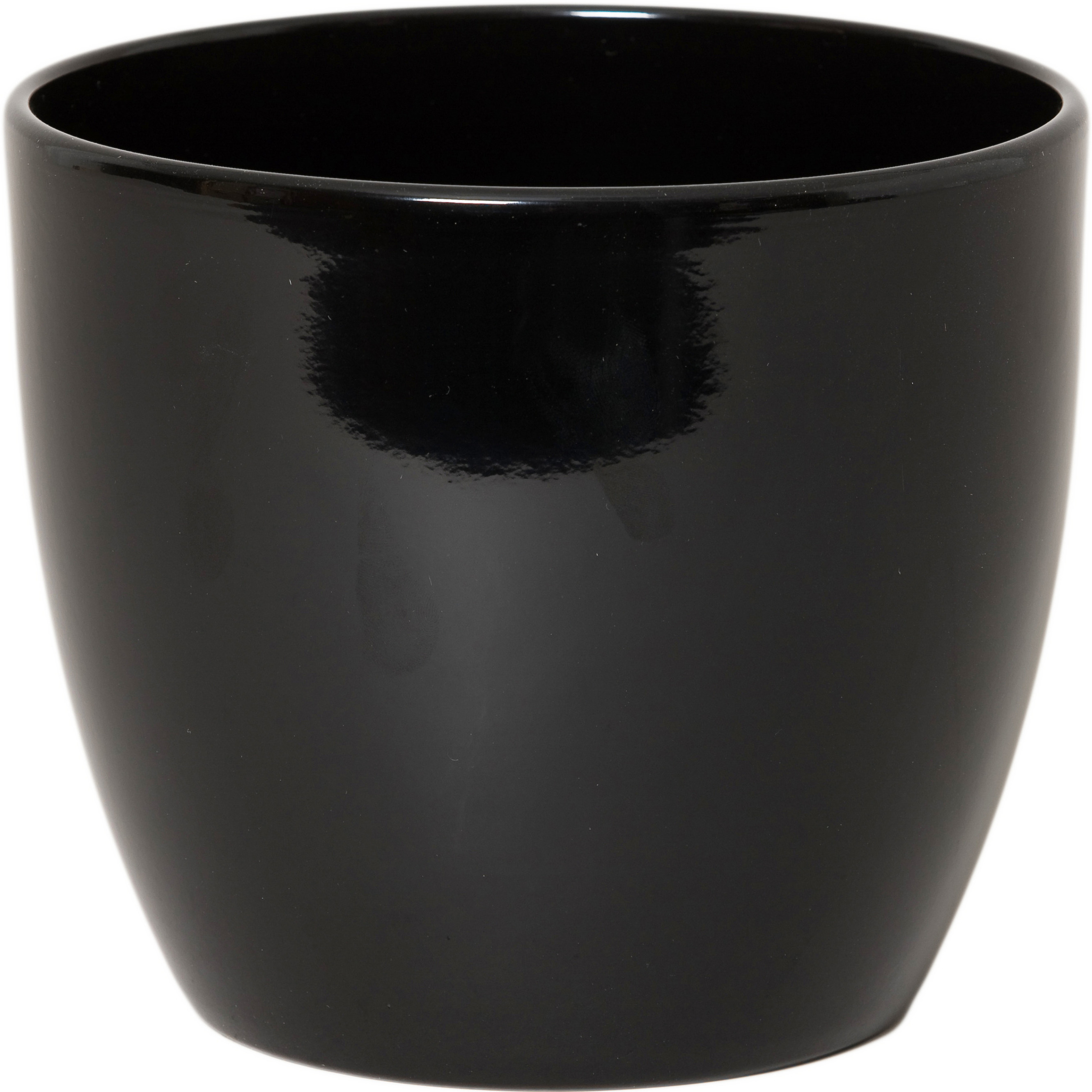 Floran Bloempot glanzend zwart keramiek voor kamerplant H29 x D36 cm -