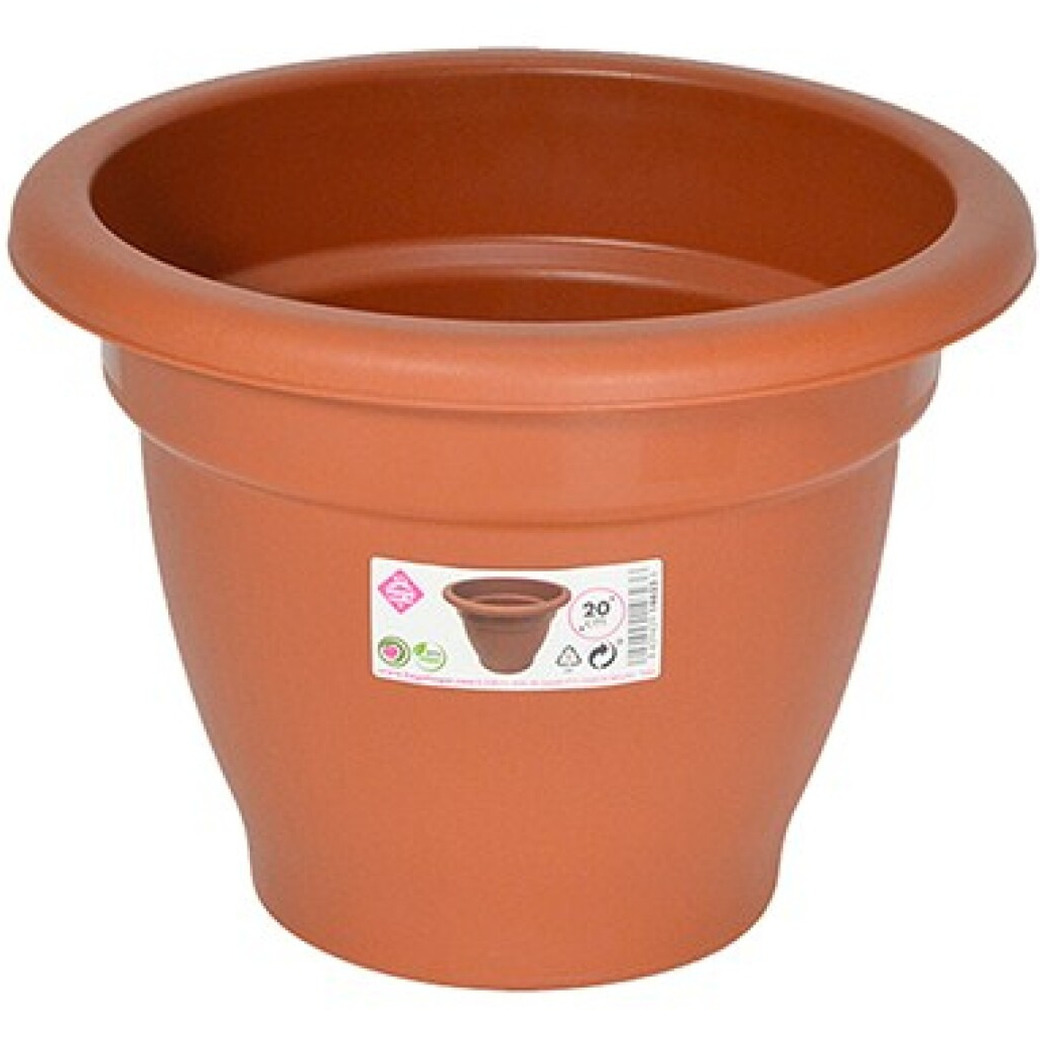 Hega Hogar Terra cotta kleur ronde plantenpot/bloempot kunststof diameter 20 cm -