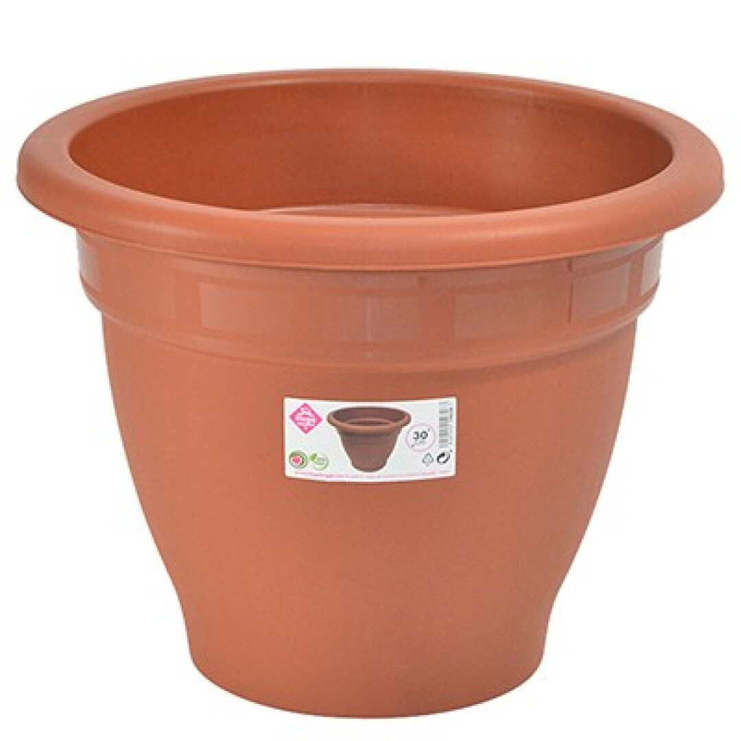Hega Hogar Terra cotta kleur ronde plantenpot/bloempot kunststof diameter 30 cm -