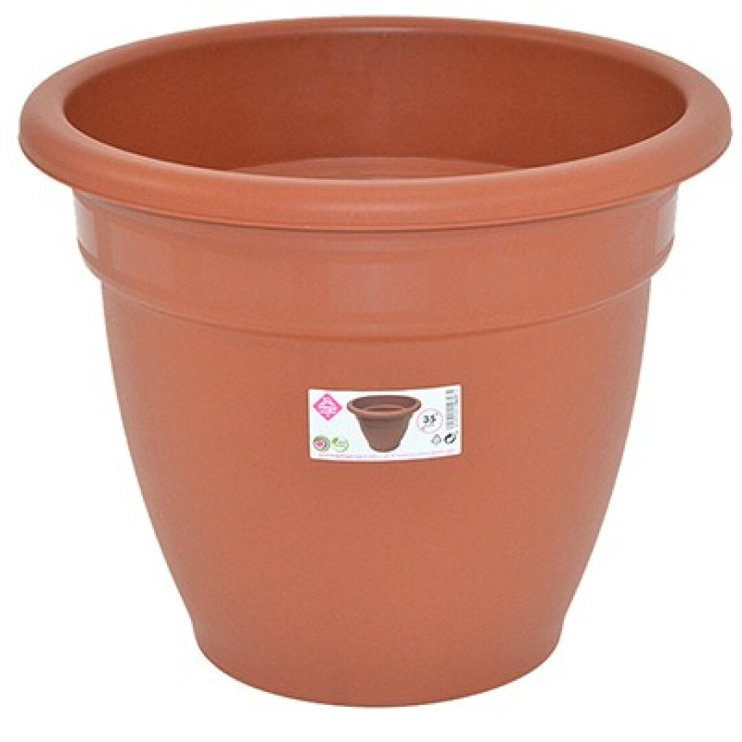 Hega Hogar Terra cotta kleur ronde plantenpot/bloempot kunststof diameter 35 cm -
