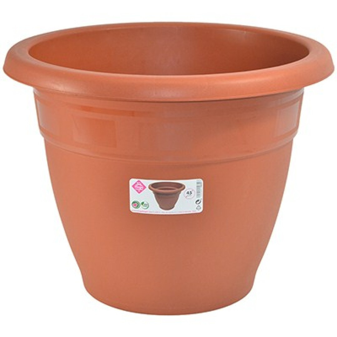 Hega Hogar Terra cotta kleur ronde plantenpot/bloempot kunststof diameter 45 cm -