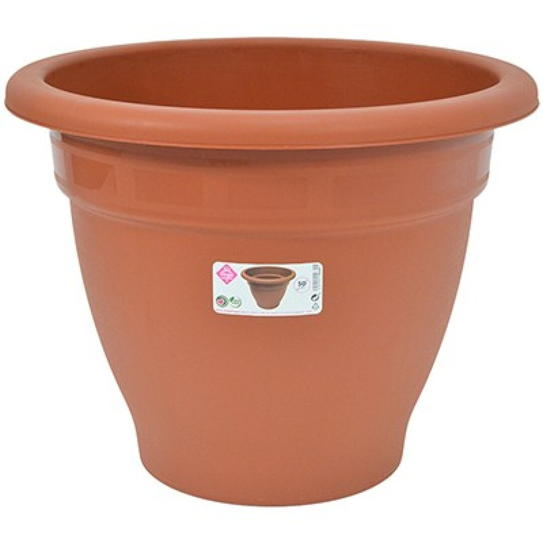 Hega Hogar Terra cotta kleur ronde plantenpot/bloempot kunststof diameter 50 cm -