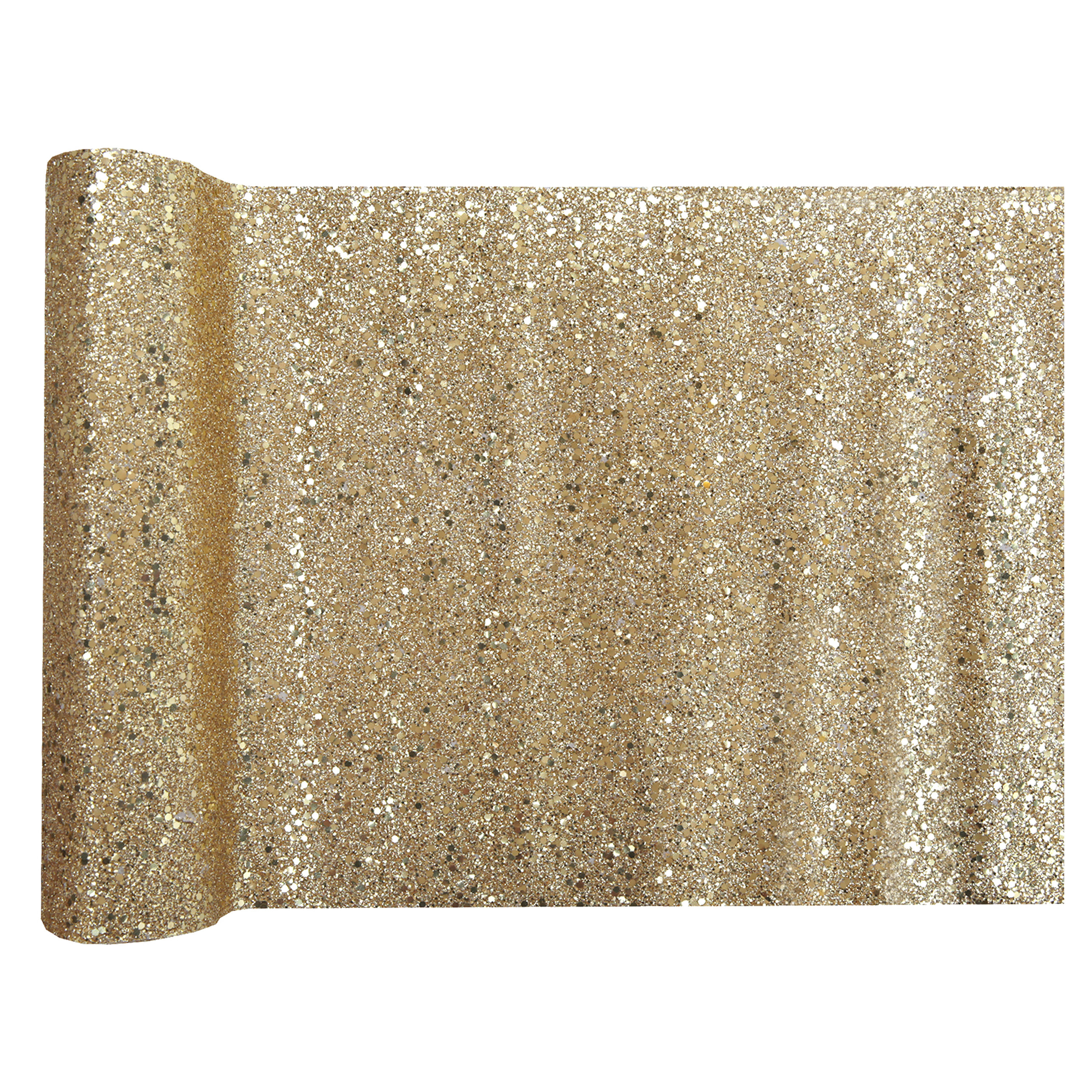 Santex Tafelloper op rol - goud glitter - 28 x 300 cm - polyester -