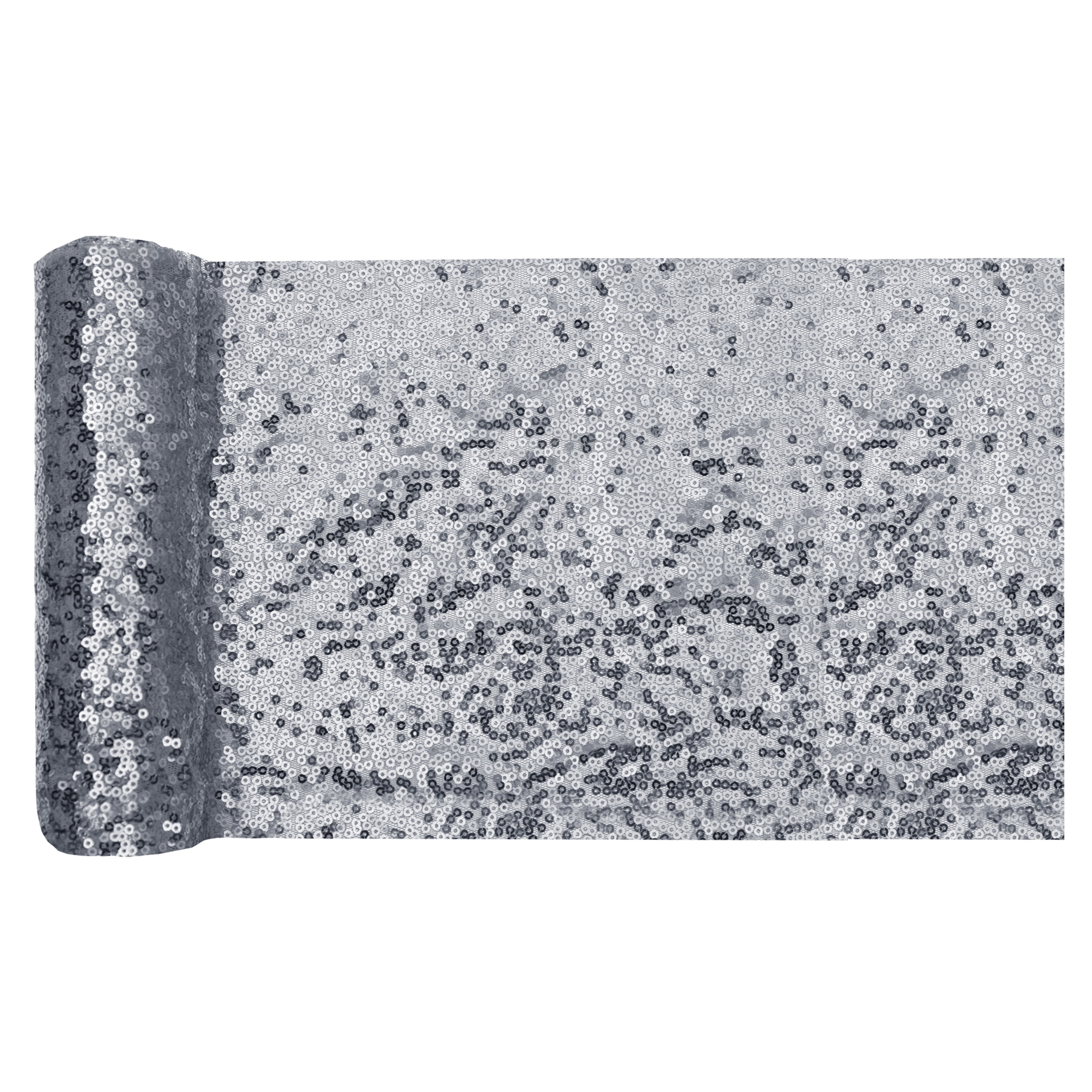 Santex Tafelloper op rol - polyester - zilver pailletten - 19 x 300 cm -