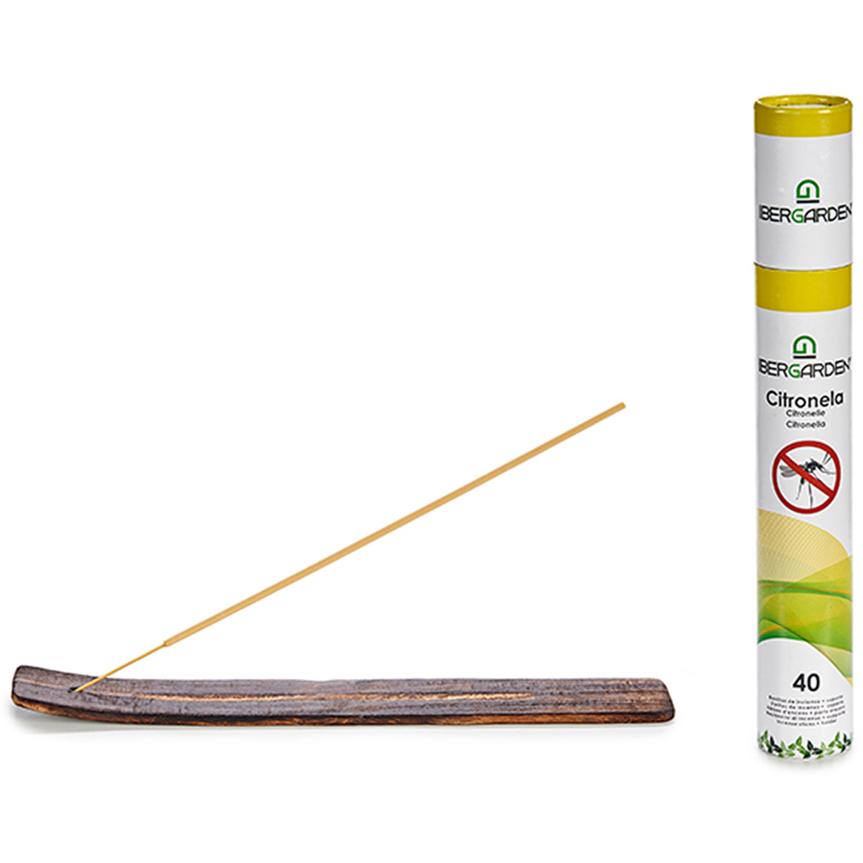 IBERGARDEN Citronella wierrook sticks - met houder/plankje - 40x sticks - 32 cm -