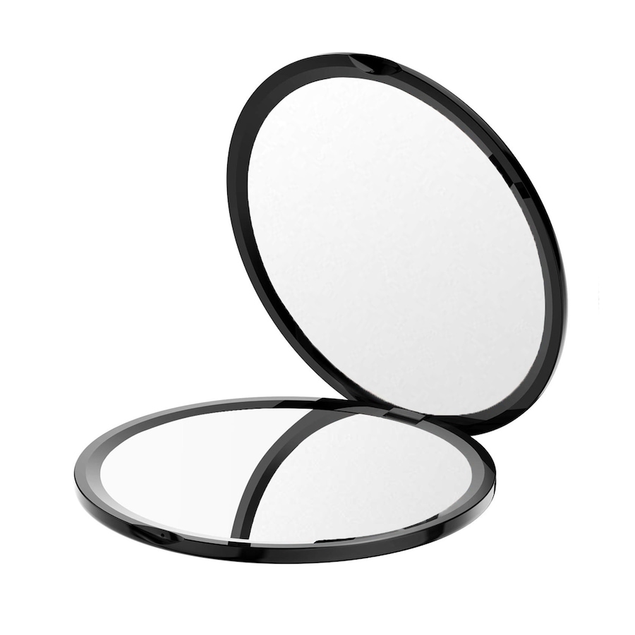 Compacte dubbele -side cosmetische spiegel met 10x vergroting - zwart