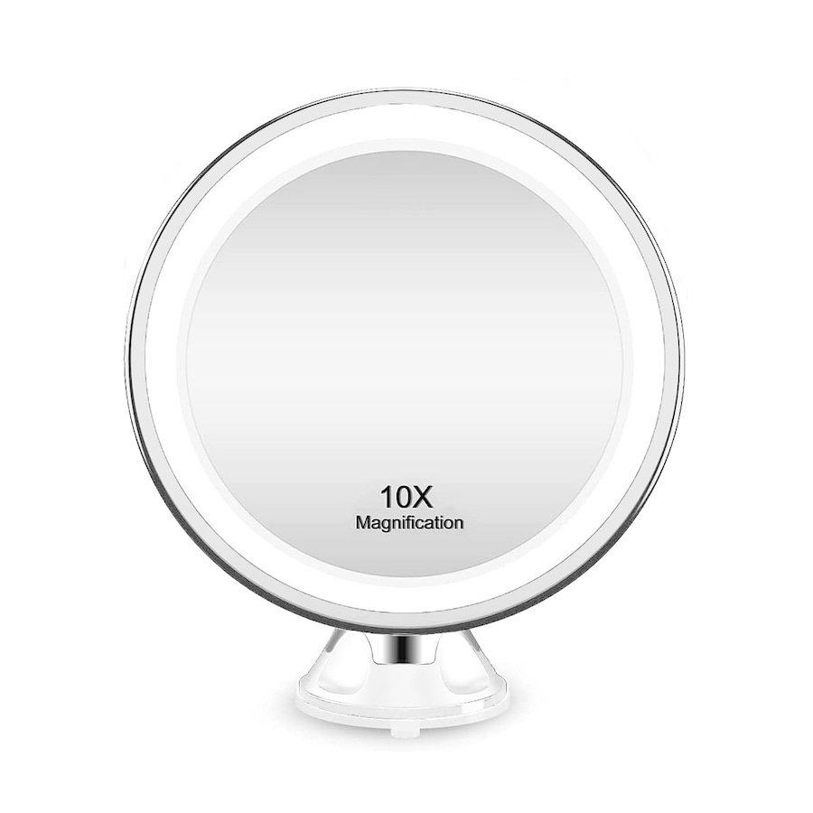 Uniq Runder Spiegel mit LED-Licht und Saugnapf x10 Vergrößerungsspiegel - Weiß