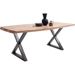 MCA living Eettafel Tiberias Massief houten tafel in bootmodel met Zwitserse rand, belastbaar tot 100 kg