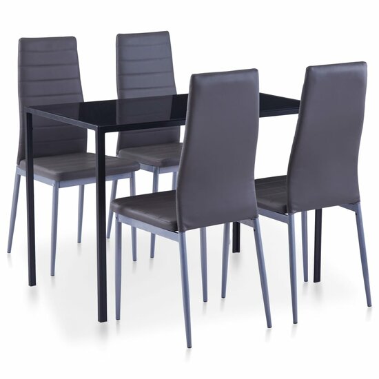 VidaXL Eethoek Manders grijs 105x60cm met 4 stoelen