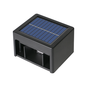 HOFTRONIC™ Louis - Solar LED Wandlamp - Kubus - Up&Downlight - CCT warm wit-koud wit - Black - IP65 waterdicht - 4 LEDs - tuinverlichting - buitenlamp