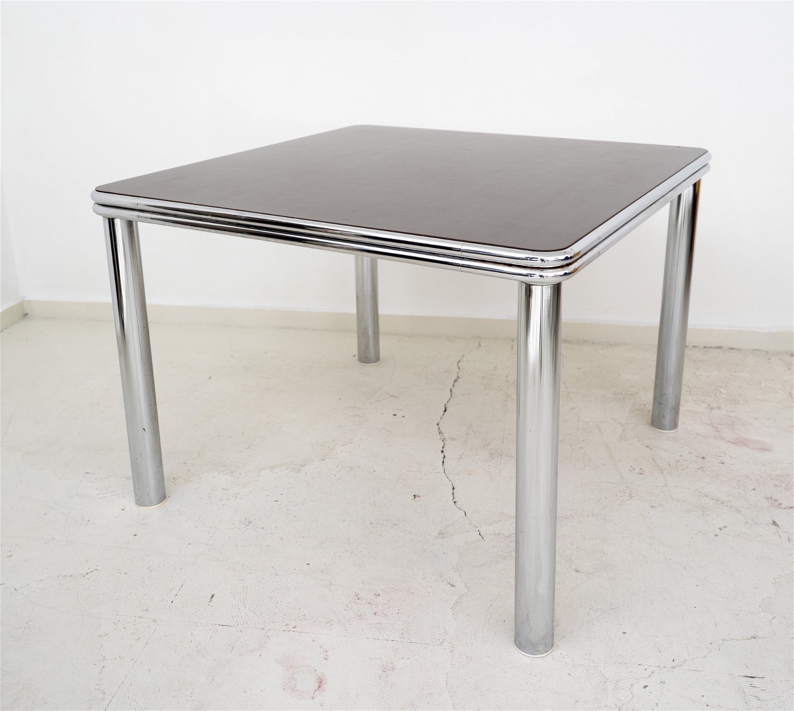 Whoppah Square dining table Italian design Chrome/Wood - Tweedehands