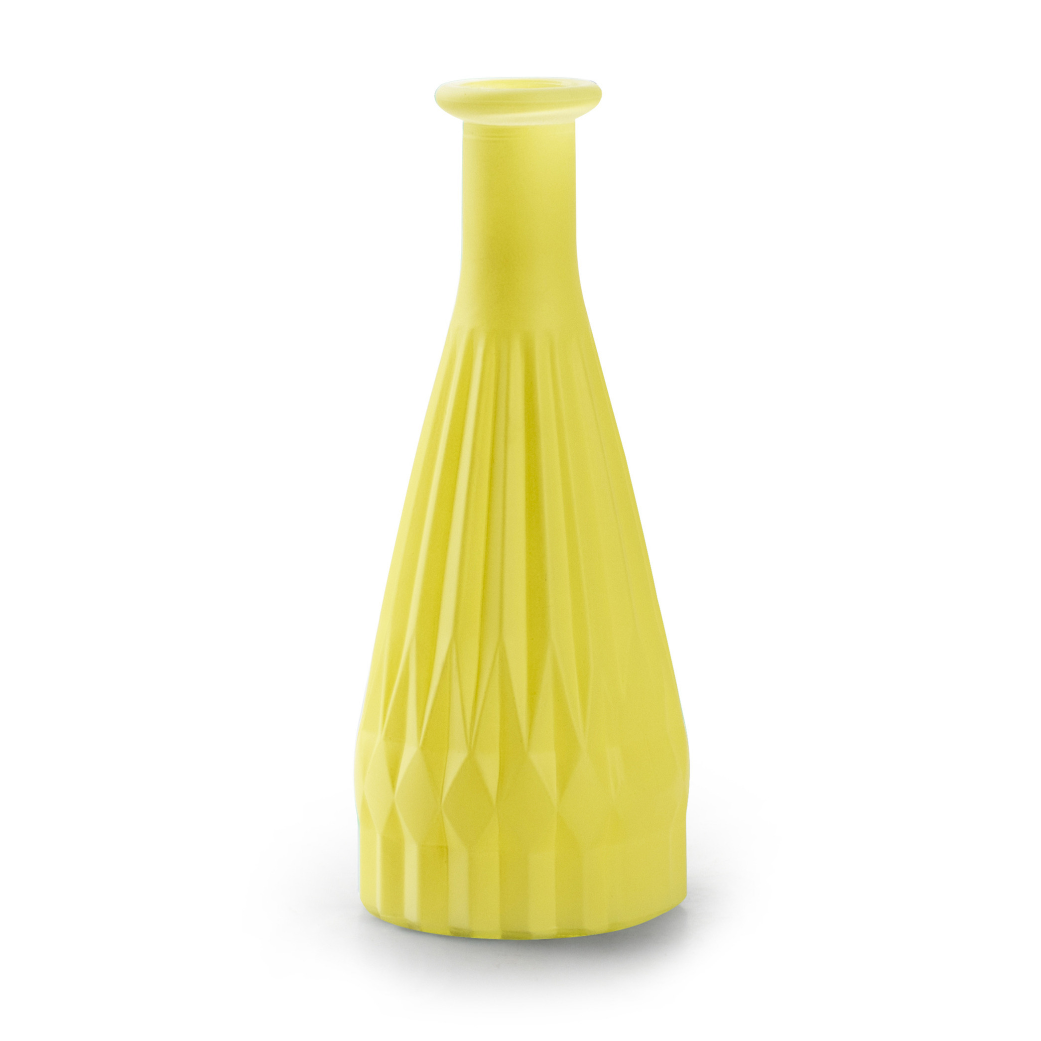 Jodeco Bloemenvaas Patty - mat geel - glas - D8,5 x H21 cm - fles vaas -