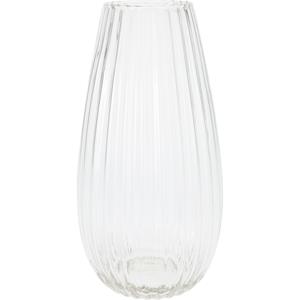 Home & Styling Bloemenvaas - Felicia - glas met streep relief - transparant - D15 x H30 cm -