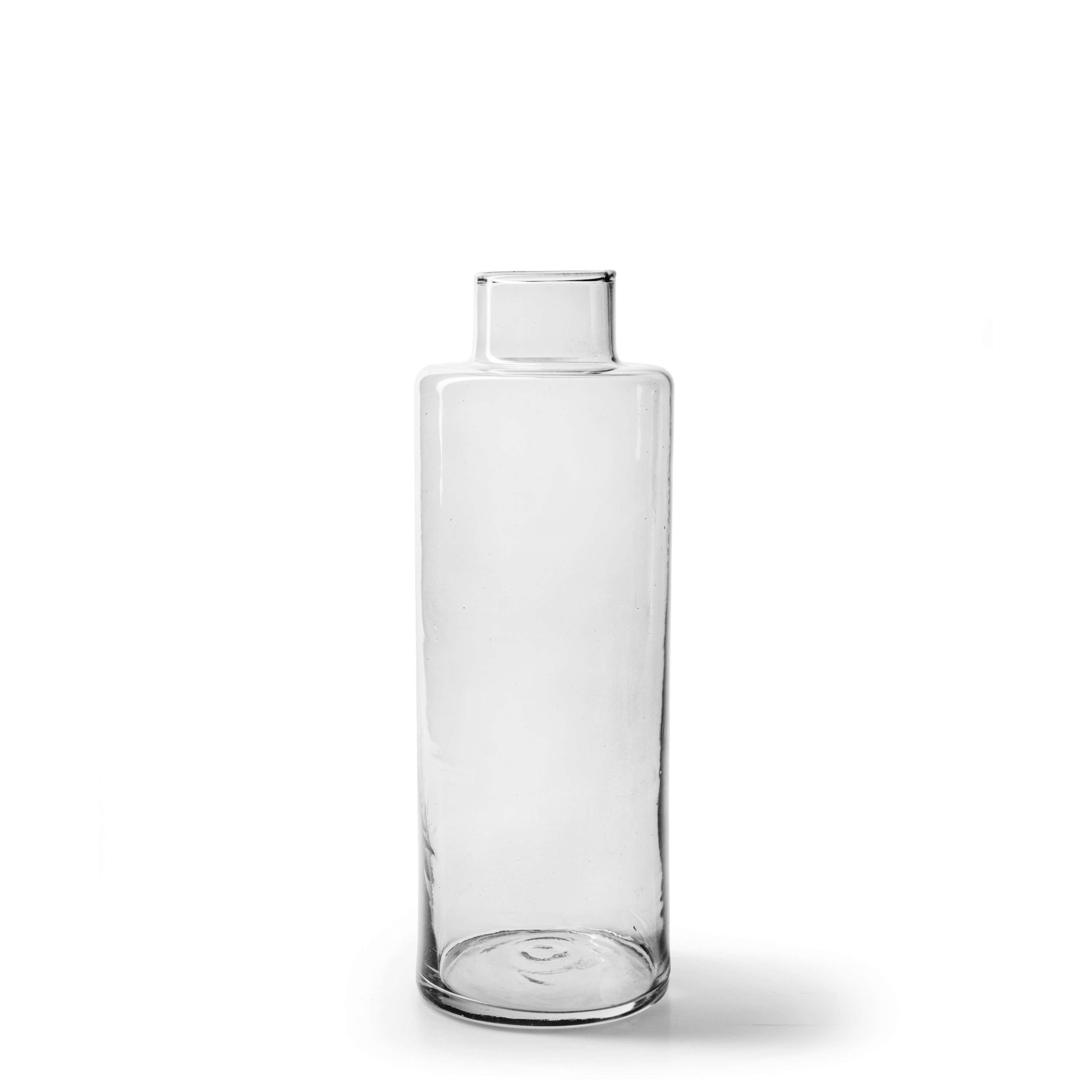 Jodeco Bloemenvaas Willem - helder transparant - glas - D11,5 x H26 cm - fles vorm vaas -