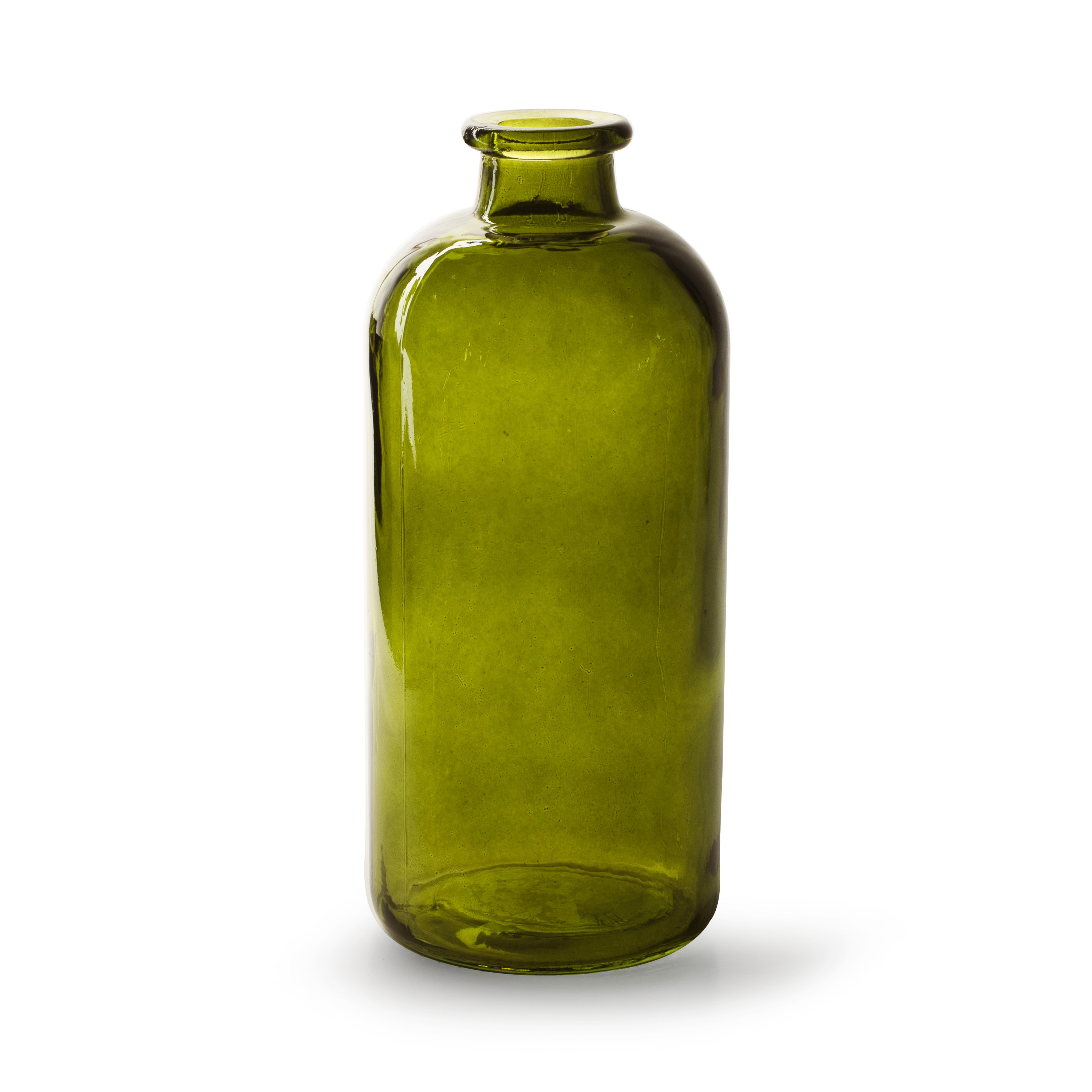 Jodeco Bloemenvaas Jardin - transparant groen glas - D11 x H25 cm - flesvaas -