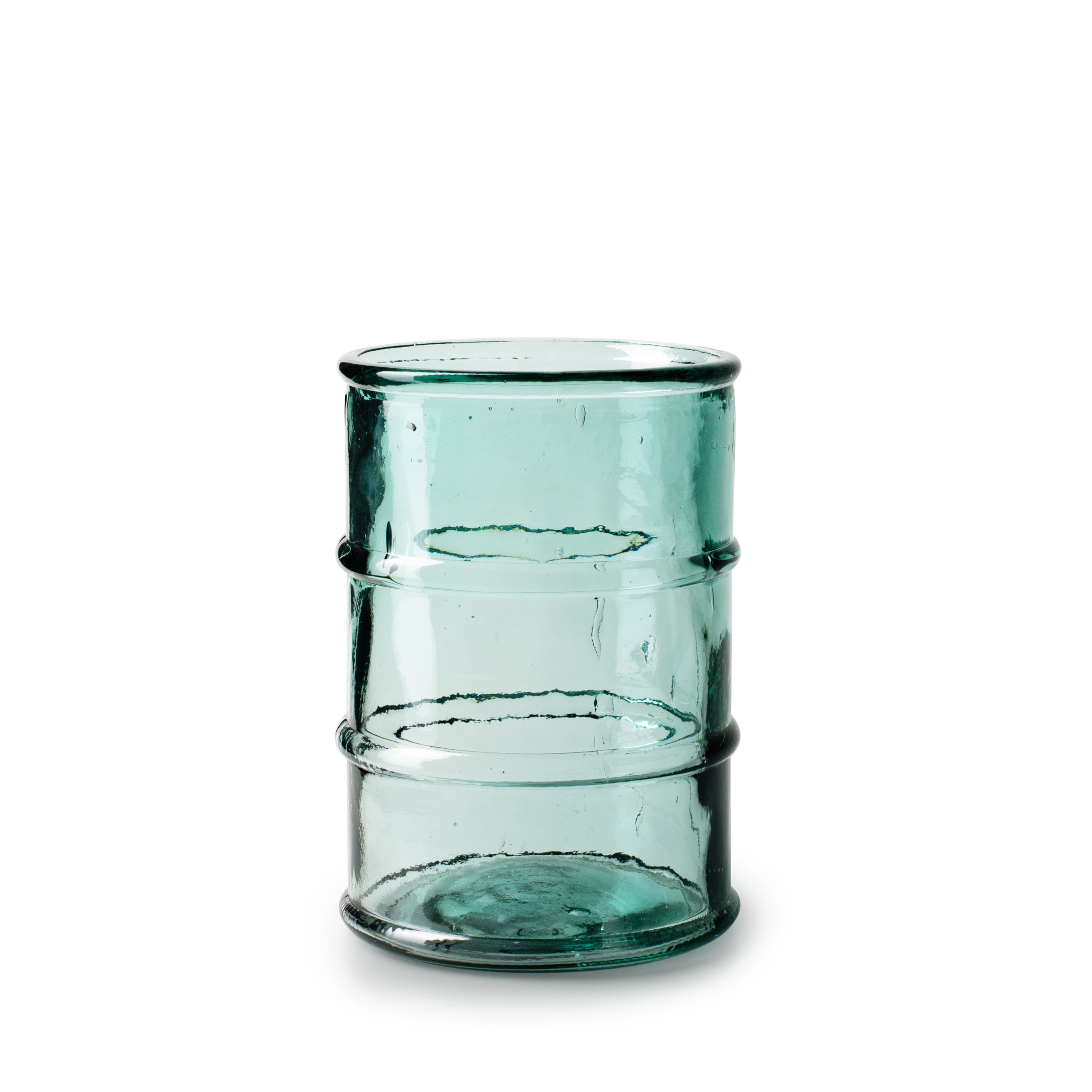 Jodeco Bloemenvaas Barril - transparant blauw - eco glas - D14 x H20 cm - cilinder vaas -