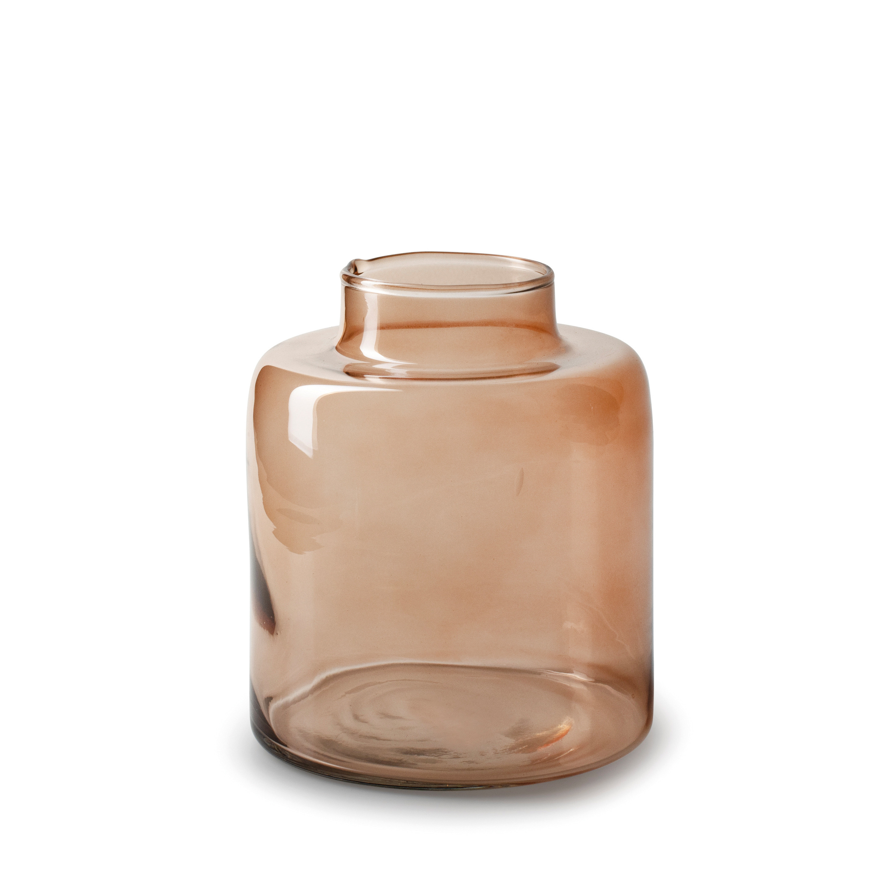 Jodeco Bloemenvaas Willem - transparant beige glas - D19 x H17 cm - fles vorm vaas -